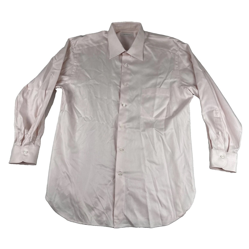 Ermenegildo Zegna Mens Pink Dress Shirt  Large 16.5  Office Business Preppy